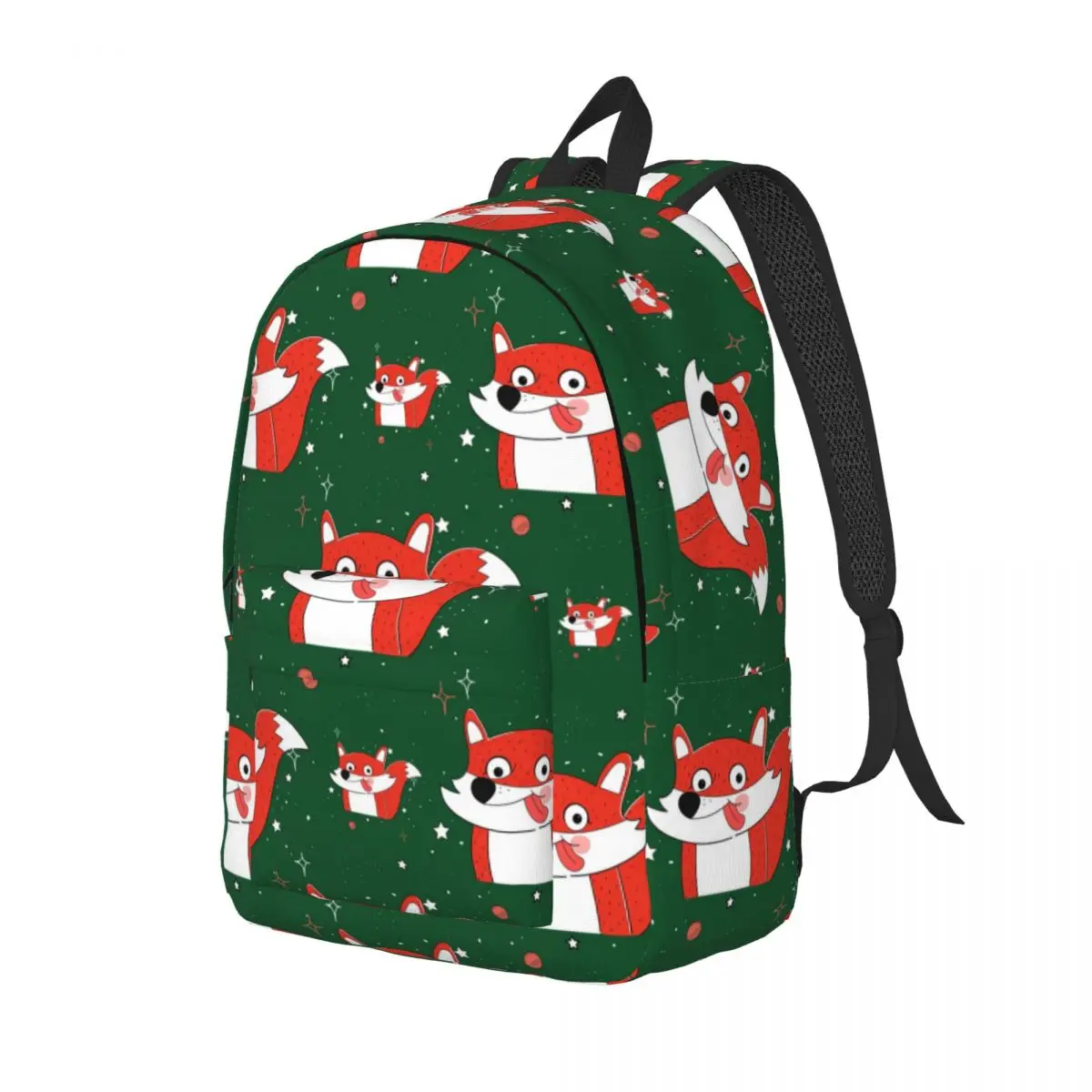 Student Bag Cute Fox Green Pattern Backpack Parent-child Lightweight Backpack Couple Laptop Bag