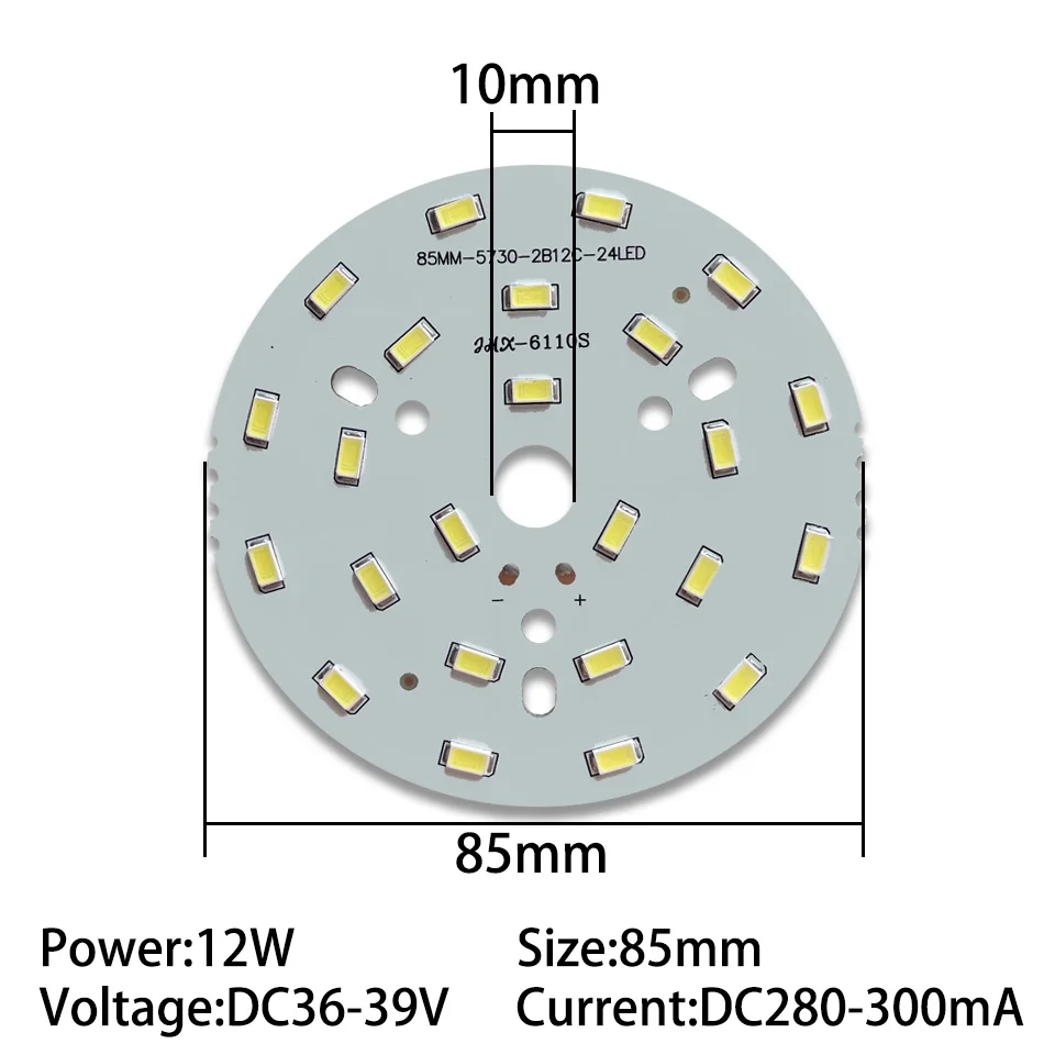 5pcs/lot 12W 50mm 55mm 65mm 85mm 100mm SMD5730 Brightness Light Board Led Lamp Panel PCB With LED For Ceiling Light
