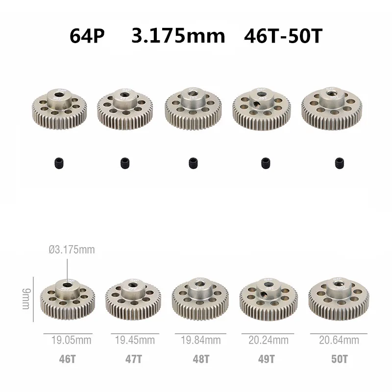 تجاوز هواية 64DP ترس المحرك المعدني ترس ل 1/10 1/12 1/14 RC سيارة Wltoys 540 3.175 مللي متر رمح شاحنة محرك عربات التي تجرها الدواب الزاحف على الطرق الوعرة