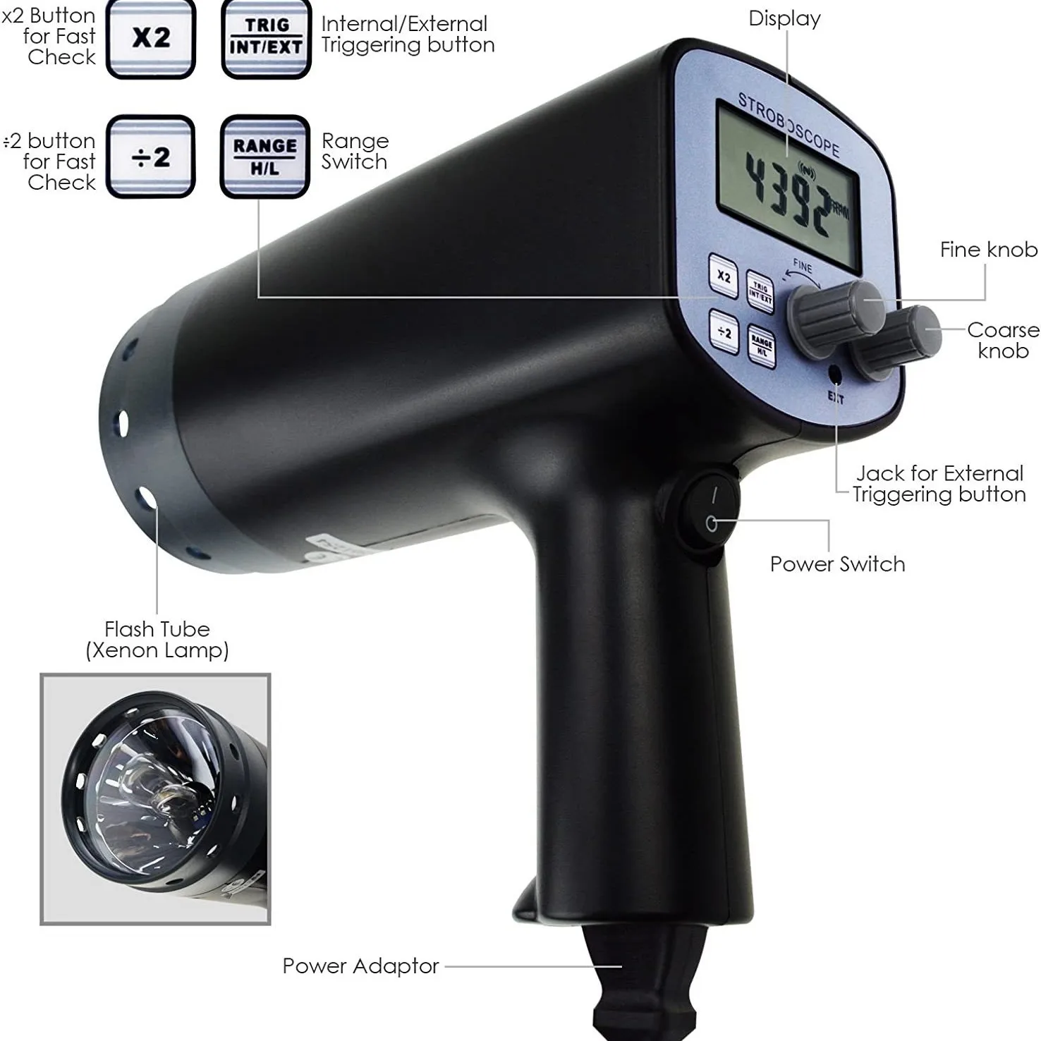 Effective DT‑2350PA Stroboscope, Freeze‑image Strobe Tachometer For Flash Frequency Analysis
