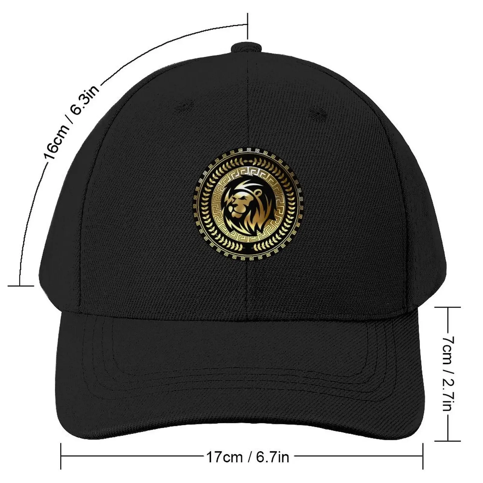 Lion Black Gold Olive Branch Greek Key Baseball Cap foam party Hat dad hat custom Hat Snapback Cap Hats For Men Women's