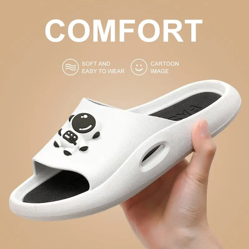 Cute Astronaut Men Home Slippers Flops Women Soft Eva Thick Sole Slides Summer Sandals Couples Non Slip Bathroom Shoes