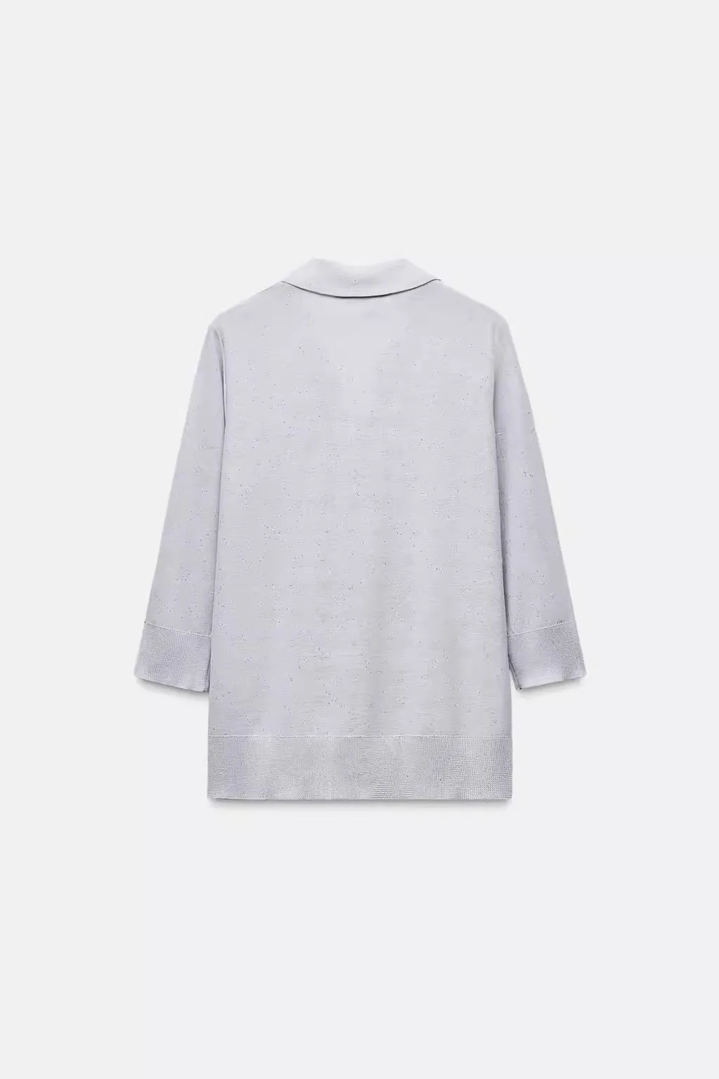

Sweet Sle Knitted irt Women's New Arrival Autumn Season Glitter Decorated mid Sve Turn-down Collar Croquet Top