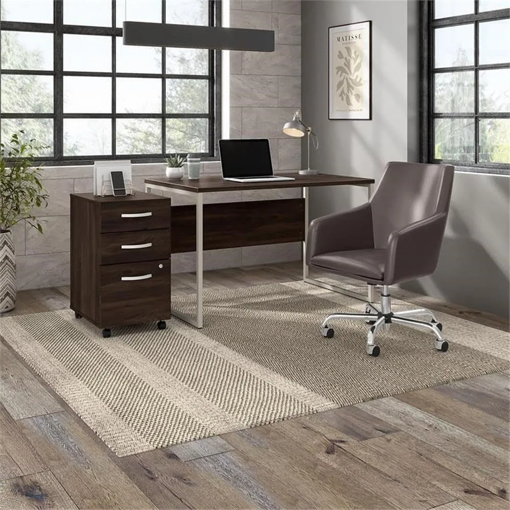 블랙 월넛 3단 서랍 이동식 파일 캐비닛 - 사무실 효율성을 위한 합성목재 보관 솔루션