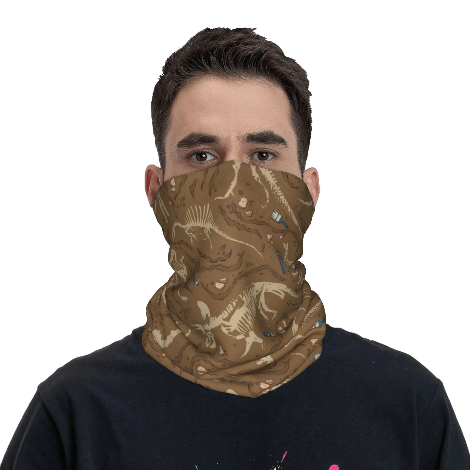 Dinosaur Fossil Halloween  Bandana Neck Cover Printed Magic Scarf Multifunction Face Mask Riding For Men Women Adult