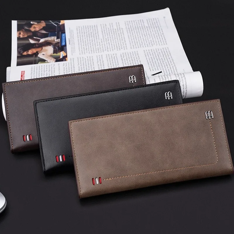 Baellerry Men's Business Long Wallet with Multiple Zipper Card Holder Phone Case Leather PU Wallets for Men