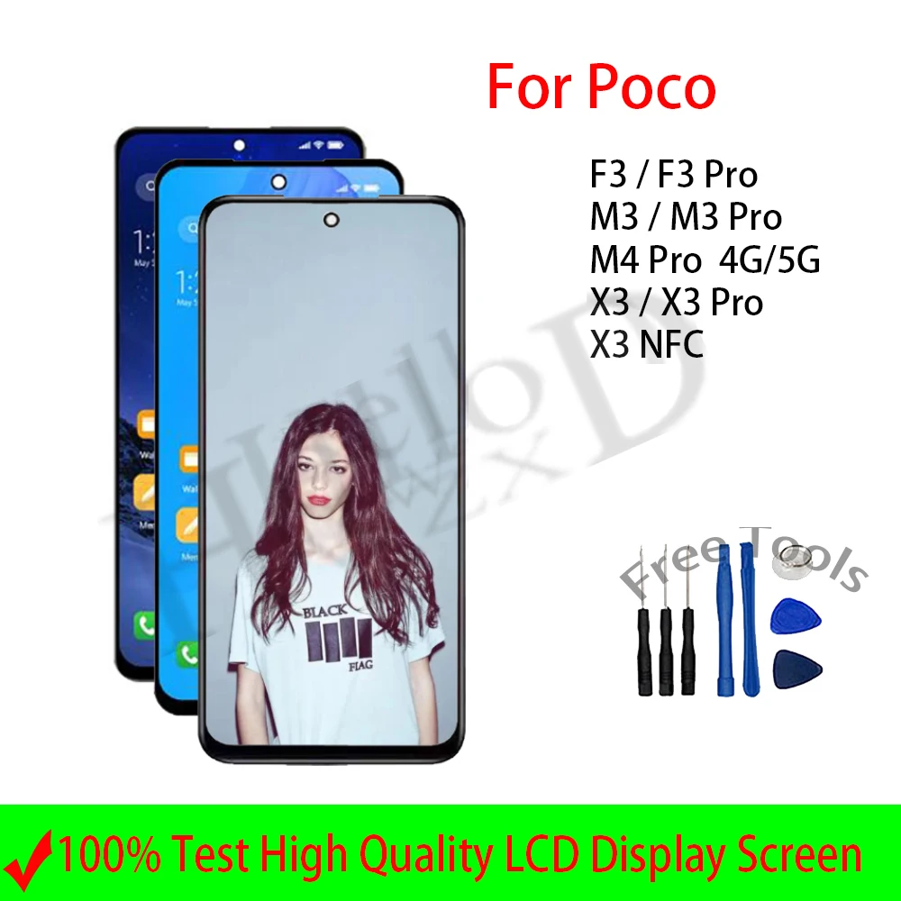 LCD Screen For Xiaomi Poco F3 Pro X3 Pro M3 Pro M4 Pro X3 NFC LCD Display Touch Screen Digitizer Assembly Replacement+Tools