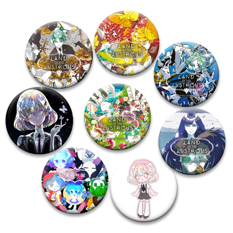 Land of The Lustrous Pins Phosphophyllite Cinnabar Yellow Diamond Cartoon Badge Backpack Accessorie Round Anime Snap-in Brooches