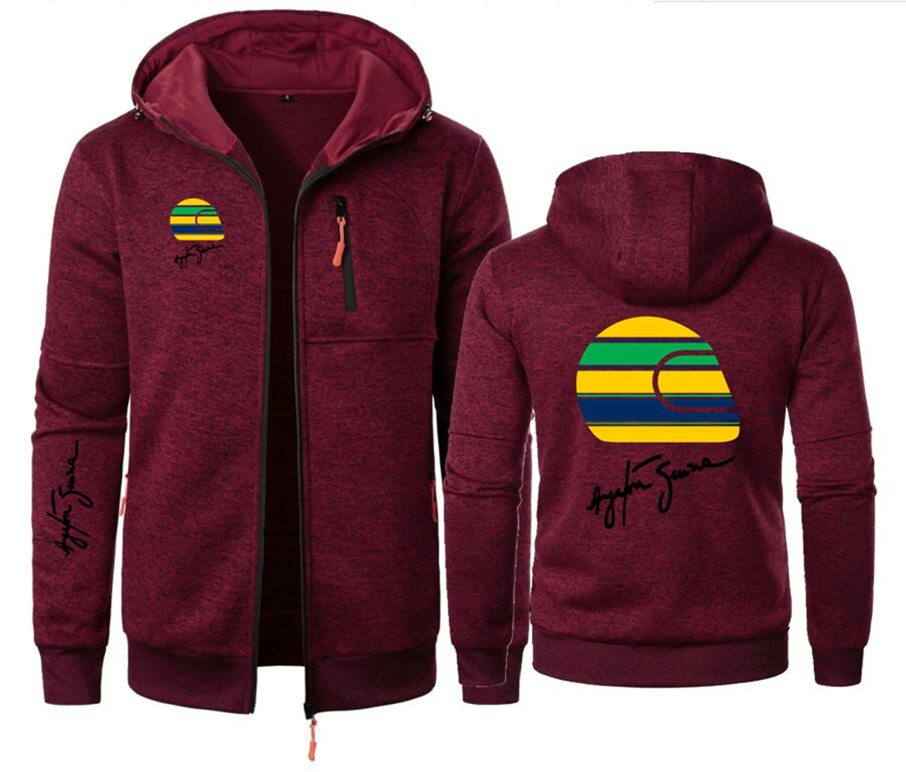 Casual Ayrton Senna Men'S Hooded Sweatshirt Brazilian Formula 1 Zip Hooded Sweatshirt Men Clothing F1 Sportswear Slim Fit Jacket view 3