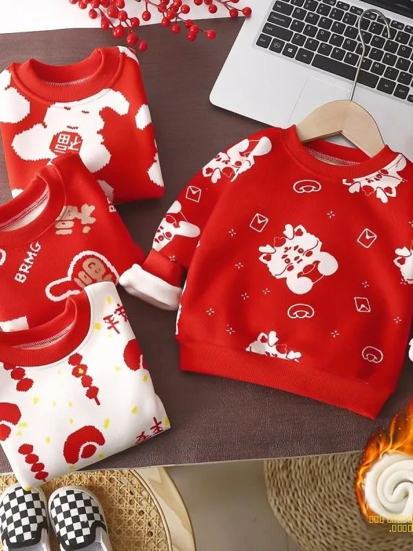

Thiened Fce Knitted Sweatirt for Children Winter Base Layer irt Boys Girls Warm Clothing Casual Sle round Ne Str...