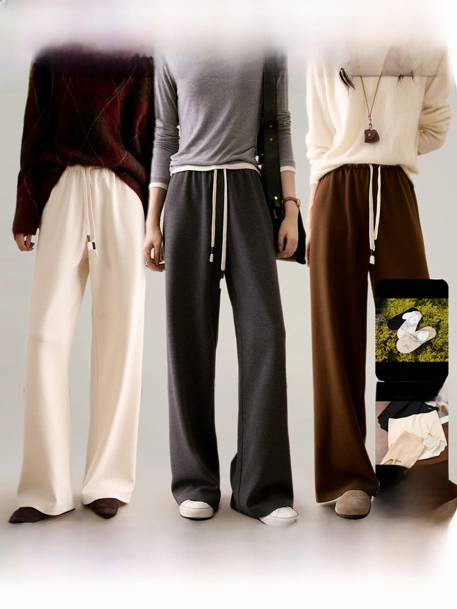 

Slimming Straight Leg Pants Commute Elegance Simple Style Pure Color Natural Waist Elastic Fabric Ladies Casual Pants
