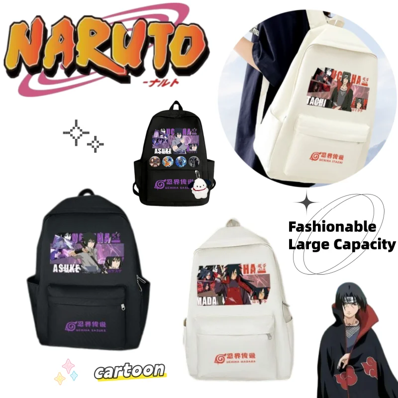 Naruto-Rucksack mit Uchiha Sasuke und Hatake Kakashi, kreatives Cartoon-Design, große Kapazität, leicht, vielseitig einsetzbar, ideal als Schulrucksack. – Detail 1