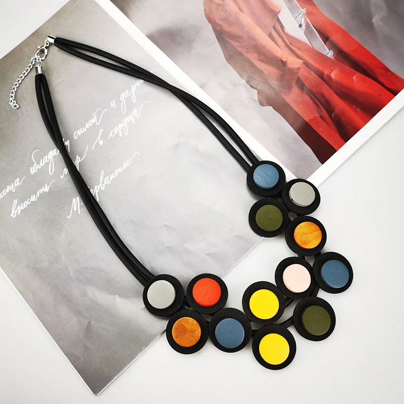 New Gothic Handmade Rubber Design Black Rubber Color Log Chain Fashion Women's Boho Sweater Necklace