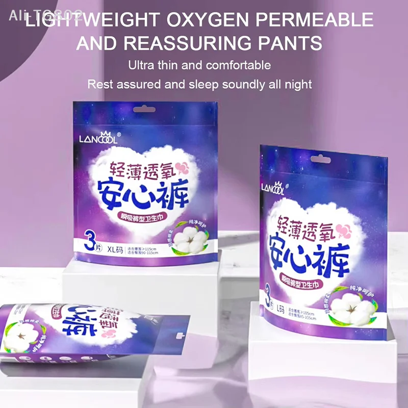 Paquete de 3 Pantalones Menstruales Desechables Talla XL para Mujeres Adultas, Transpirables, de Rápida Absorción, para Uso Posparto