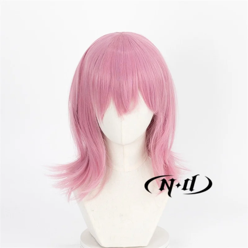 ND Anime Shugo Chara Wigs Hinamori Amu Cosplay Heat Resistant Synthetic Hair Pink Ponytail Wig with Tiger-mouth Hair Clip
