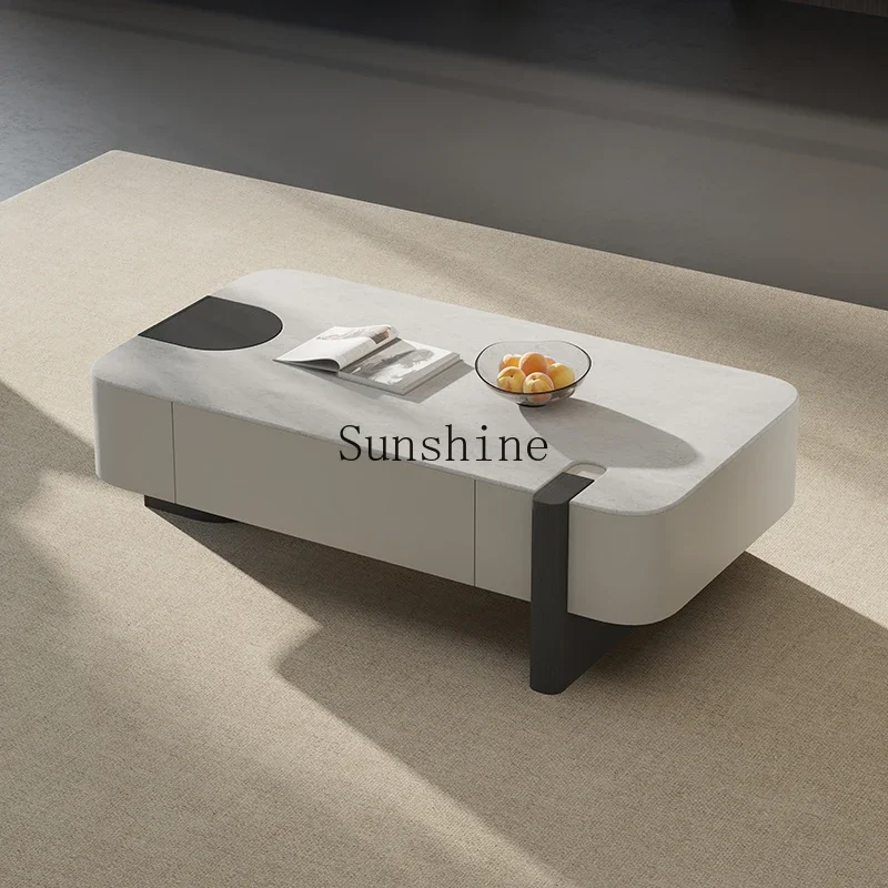 Italian minimalist creative smoked veneer household microcrystalline stone coffee table