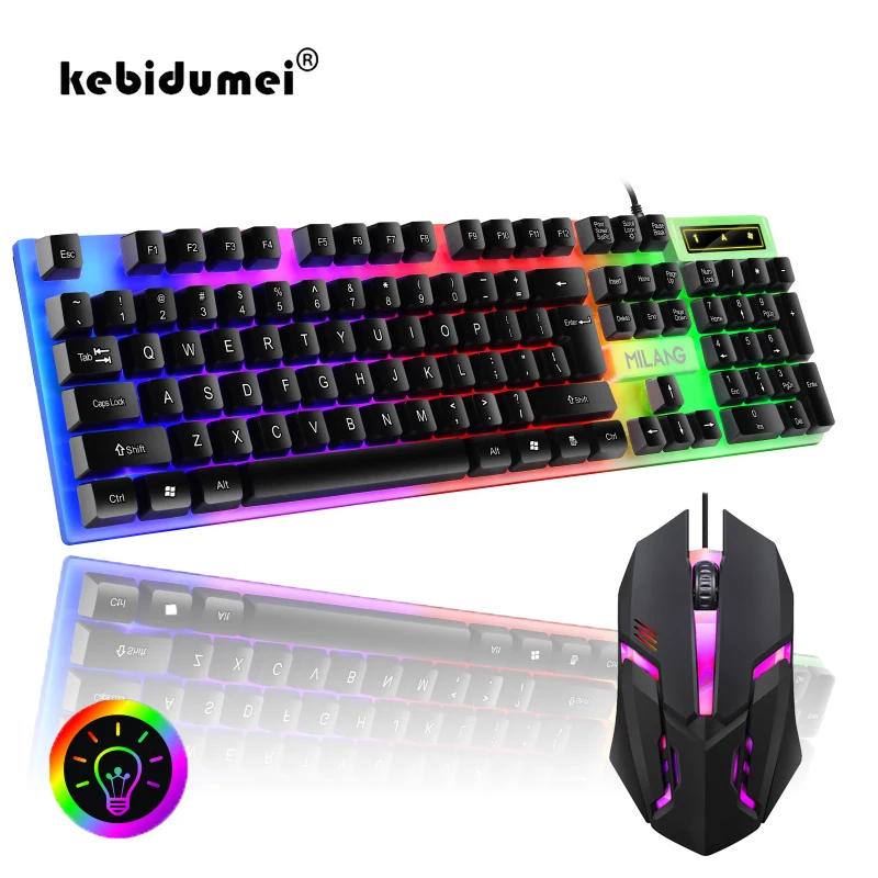 Wired Mechanical Keyboard 104 Keys Floating Button Rainbow Backlight Gaming Keyboard Business Office For laptop PC Accessories