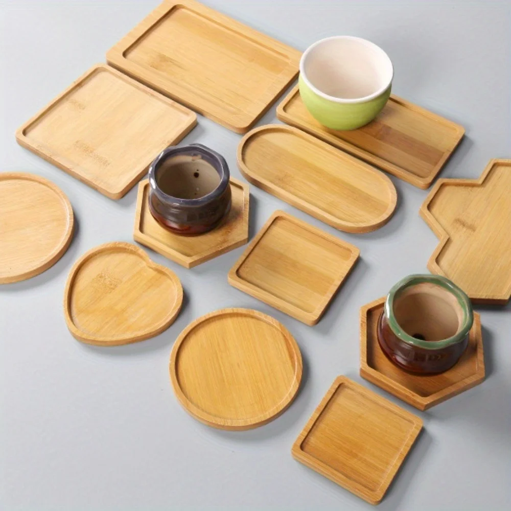 

1PC petal mat decoration insulation home dining table tea coffee coaster home mat DIY mosaic coaster bamboo and wood
