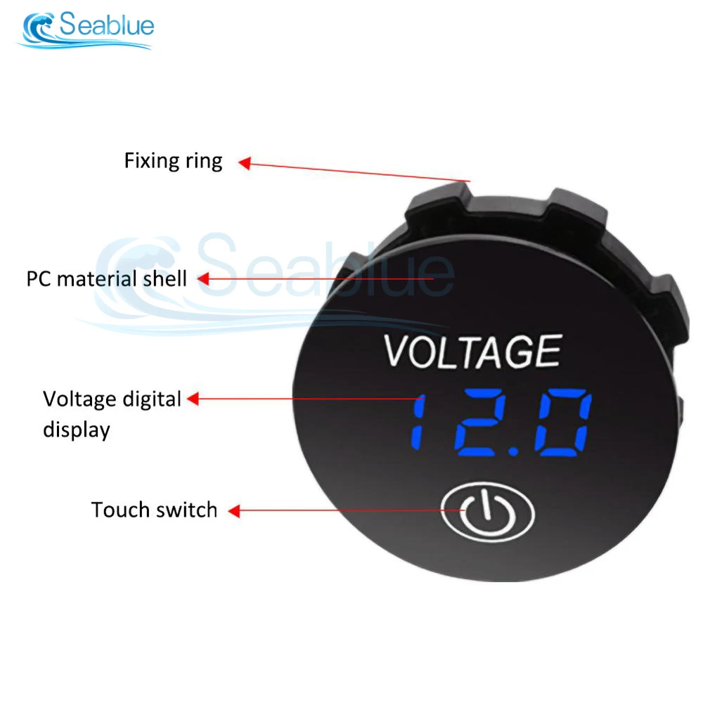 DC 12V 24V LED Digital Voltmeter Voltage Gauge Meter Battery Tester with Digital Touch Display Panel for Car Boat Marine