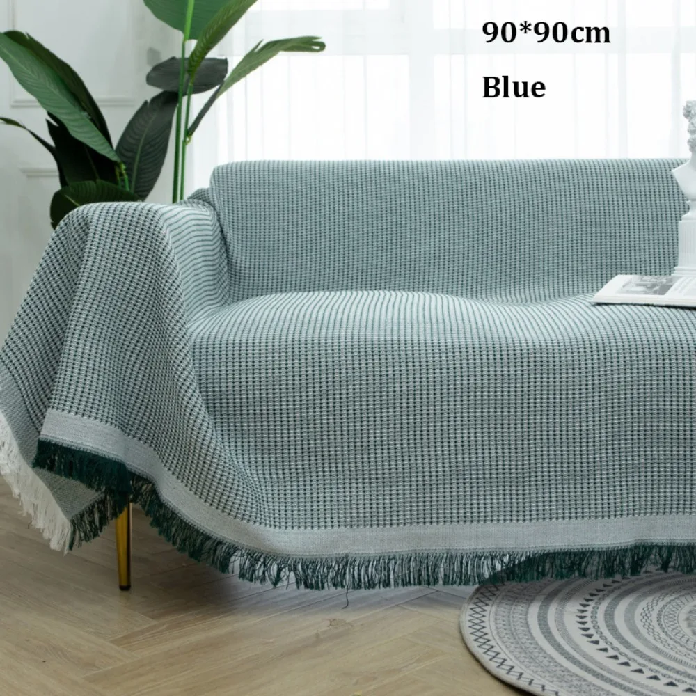 New Nordic Knitted White Sofa Towel with Tassels Multi-purpose Vintage Cotton Blankets Anti-slip Luxury Bed Sofa Couch
