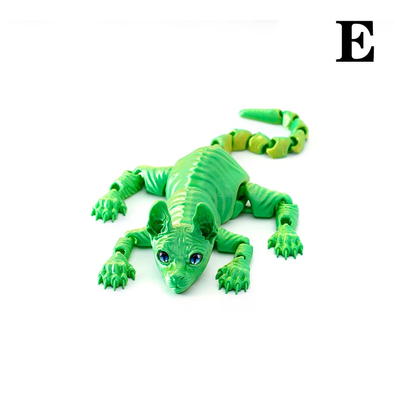 3D Printed Sphynx Cat Animals Toy Realistic Hairless Figurine Articulated Cat Fidget Toy For Cat Lovers Collector Home Decor