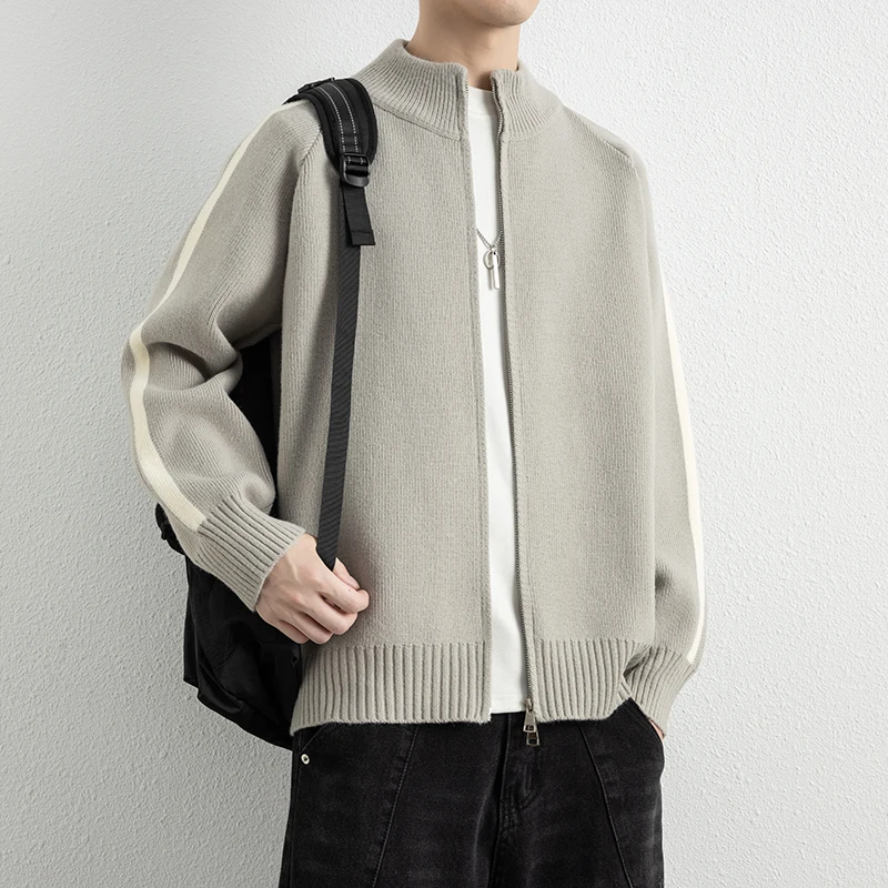 

Высококачественный мужской вязаный кардиган на молнии в стиле ретро, легкий, повседневный, для зрелых мужчин, весенне-осенняя верхняя одежда, свитер-пальто