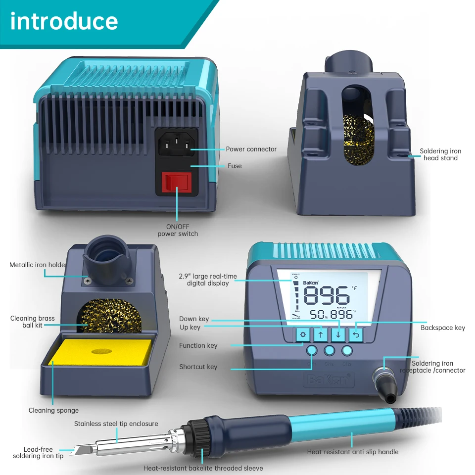 

Professional BAKON BK90 90W Soldering Station High Efficiency Precise Tool Soldering Iron Estação De Solda