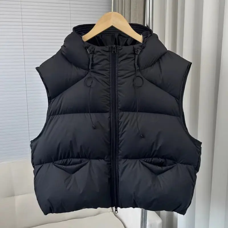 

Autumn Winter Sleeveless Waistcoat Women Thick Short Vest Coat Warm Jacket Female Vest Top Hooded Women Cotton Vest