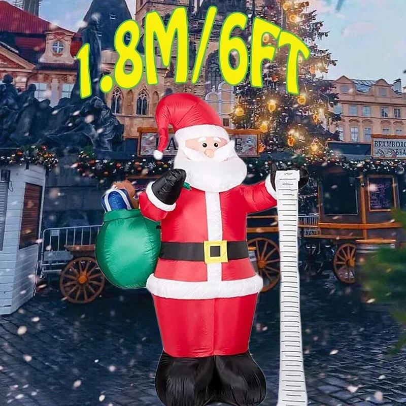 

Рождественское украшение, надувная игрушка, список желаний, Санта со светодиодной подсветкой, надувная модель на открытом воздухе, Рождество, Новый Год, декор для сада, 6 футов