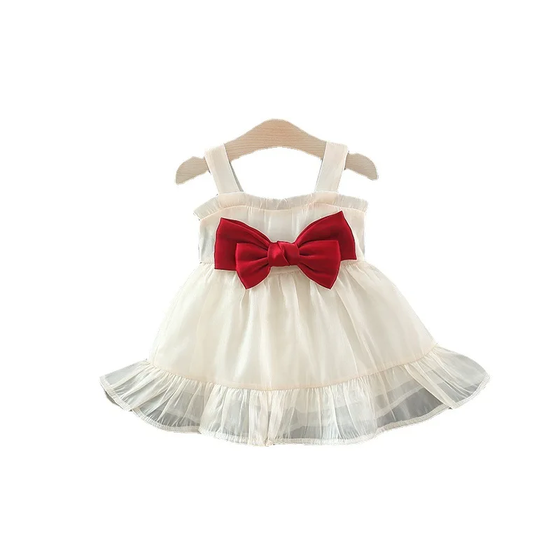 Newborn Girl Summer Dress Red Mesh Baby Princess Dress Christmas Dress Big Bow Girl Bunny Dress