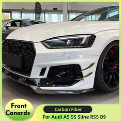 Carbon Fiber Car Front Canards Fins for Audi A5 S5 Sline RS5 B9 2018-2020 Car Front Body Kits Splitters Canards
