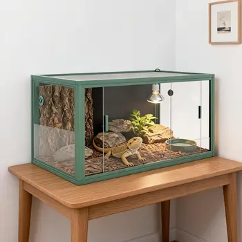 120 Gallon Reptile Tank 4x2x2 Terrarium Enclosure for Bearded Dragon Snake | Reptile Snake Enclosure, 4'x2'x2' Bearded Dragon Tank, Sliding Glass Doors,Heavy Duty Ventilation Top, Easy Assembly 1