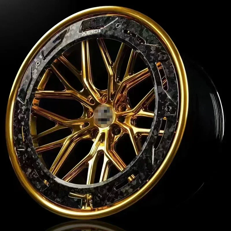 Golden 5X112 5X120 alloy car wheels for Mercedes-Benz, BMW, Audi 18-24 inch two-piece forged wheels