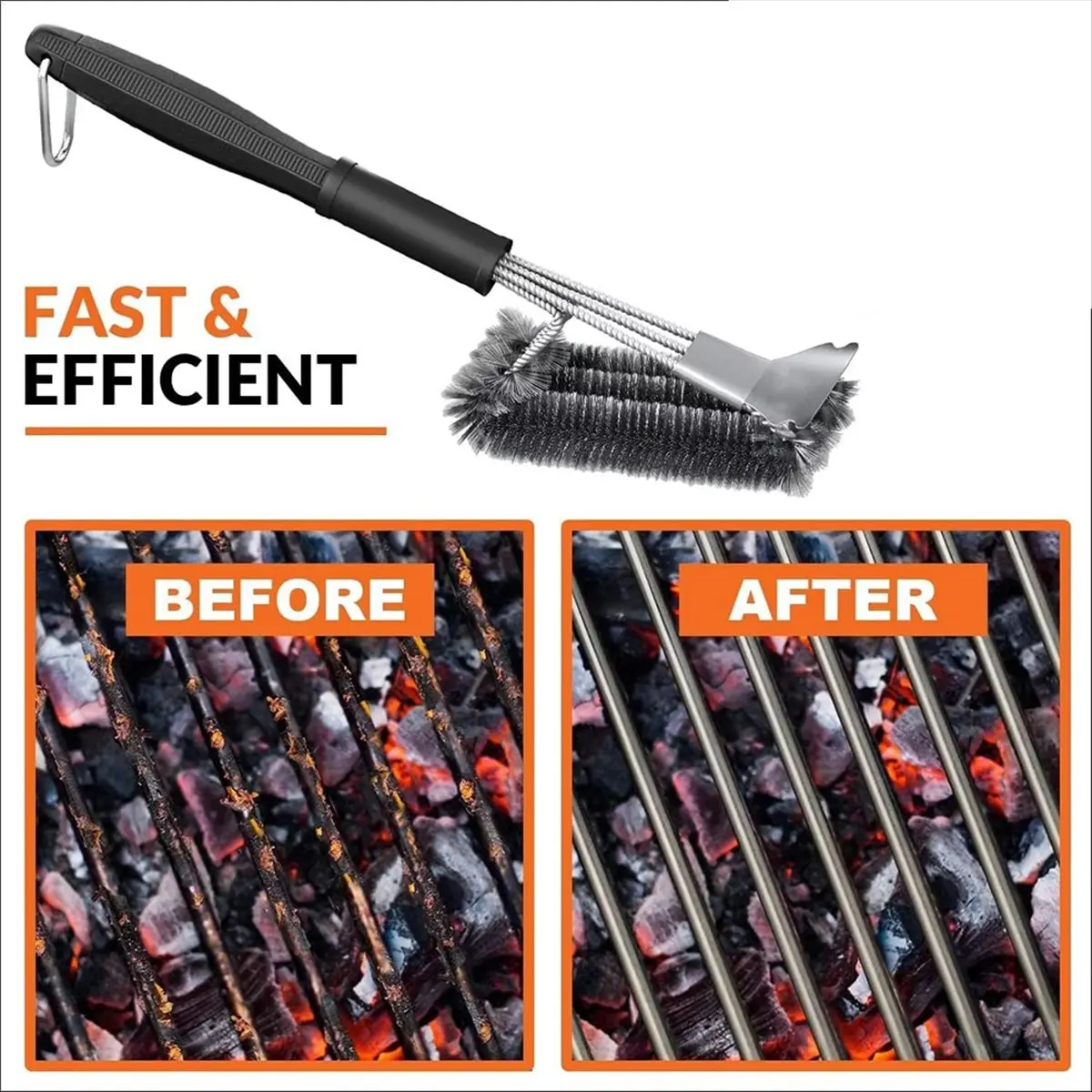 AA83 Stainless Steel BBQ Grill Brush, Non-Stick Wire Bristles,Barbecue Cleaning Tool, Essential Grill Accessories
