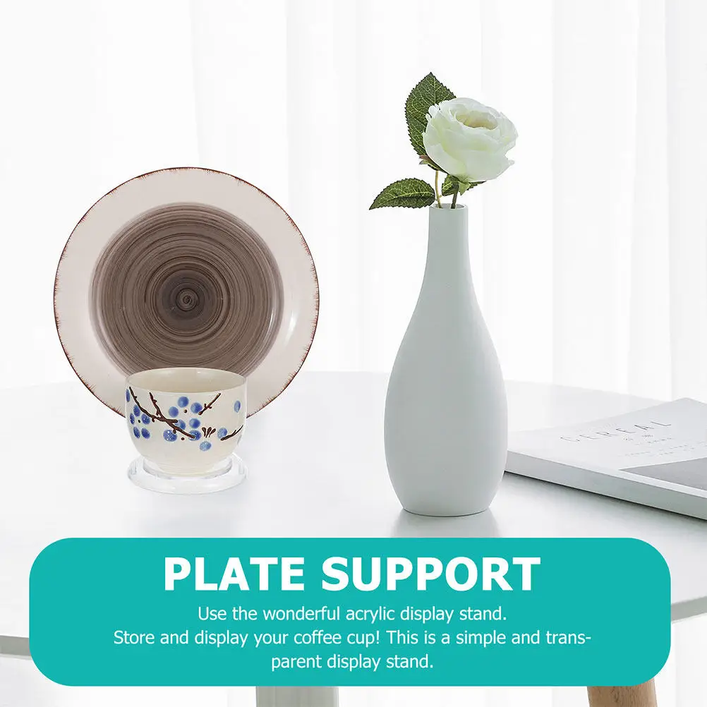 

Набор из 2 акриловых прозрачных подставок для кофейных чашек, органайзер для блюдец, подставка для кружек, полка для хранения на кухонную столешницу