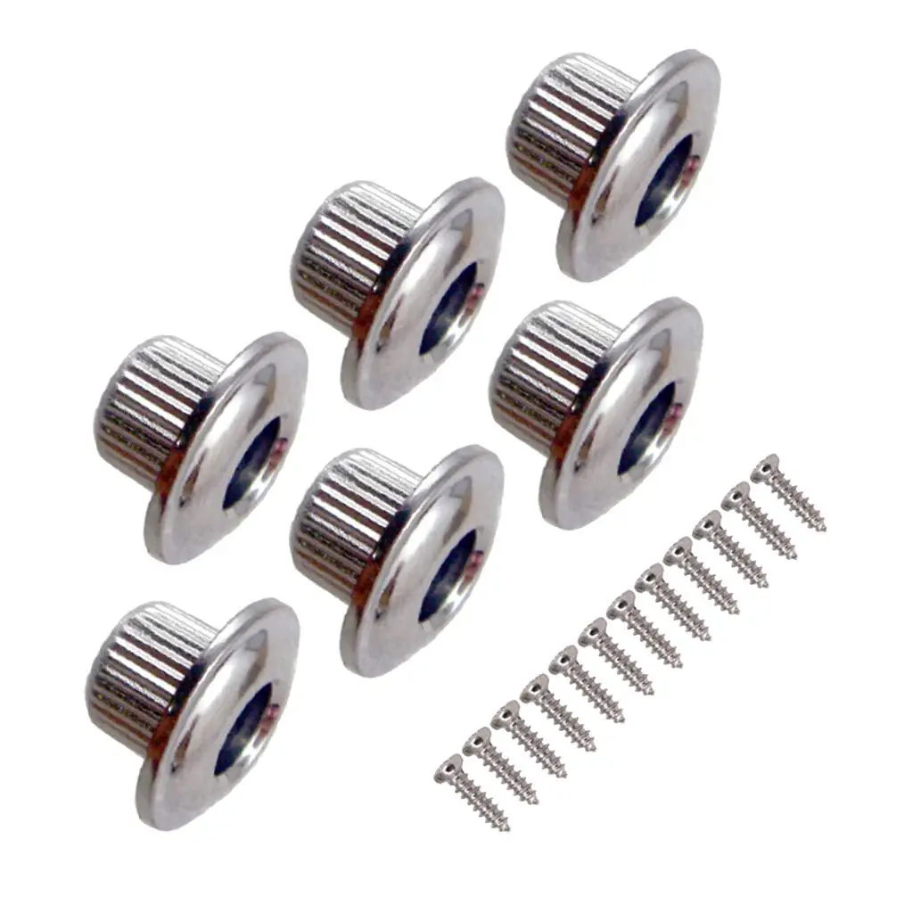 6 Pcs Acoustic Electric Guitar Parts Guitar Original Bushing Nuts Set Silver