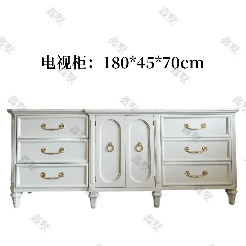 

Home Living Room Solid Wood TV Cabinet American Retro Simple Side Cabinet Small Apartment White Locker