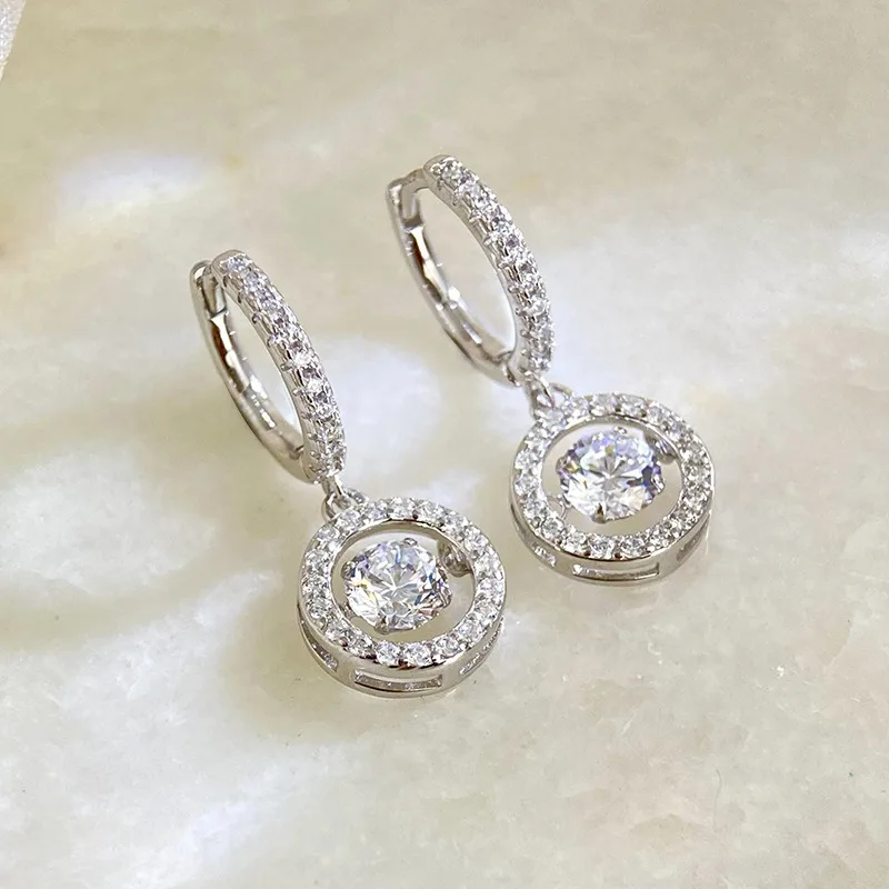

D Color Moissanite Earring 925 Sterling Silver with White Gold Earring for Women Wedding Engagement Fine Jewelry