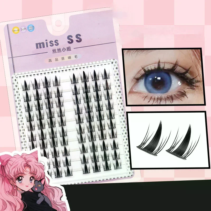 Simulation False Eyelashes Comic Elf Self Adhesive Individual Cluster Reusable Segmented Winged Thick Lash Extension 12mm