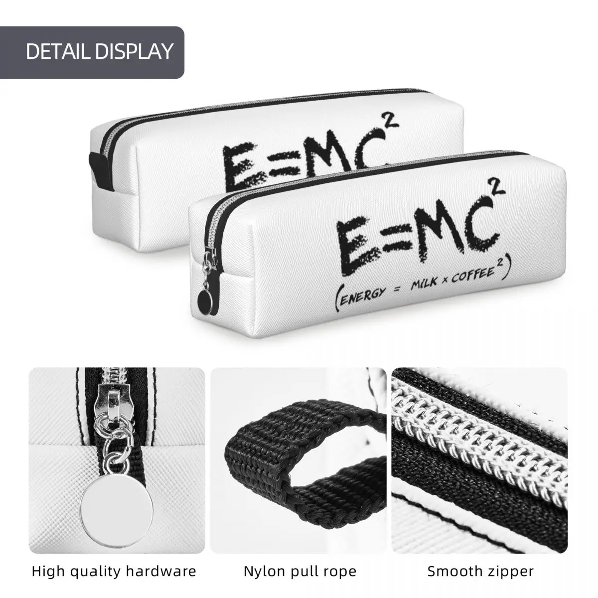 Science E = MC2 Energy Milk Coffee Physics Math Pencil Cases Big Capacity Pen Bags Pen Box For Office Pencil Pouch Cosmetic bag