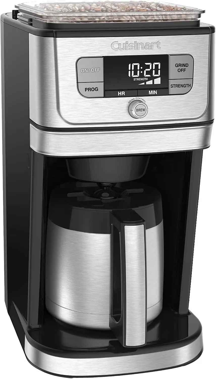 Cuisinart-Cafetière 10 tasses avec carafe thermique, 850 bavures, noir, acier inoxydable, argent