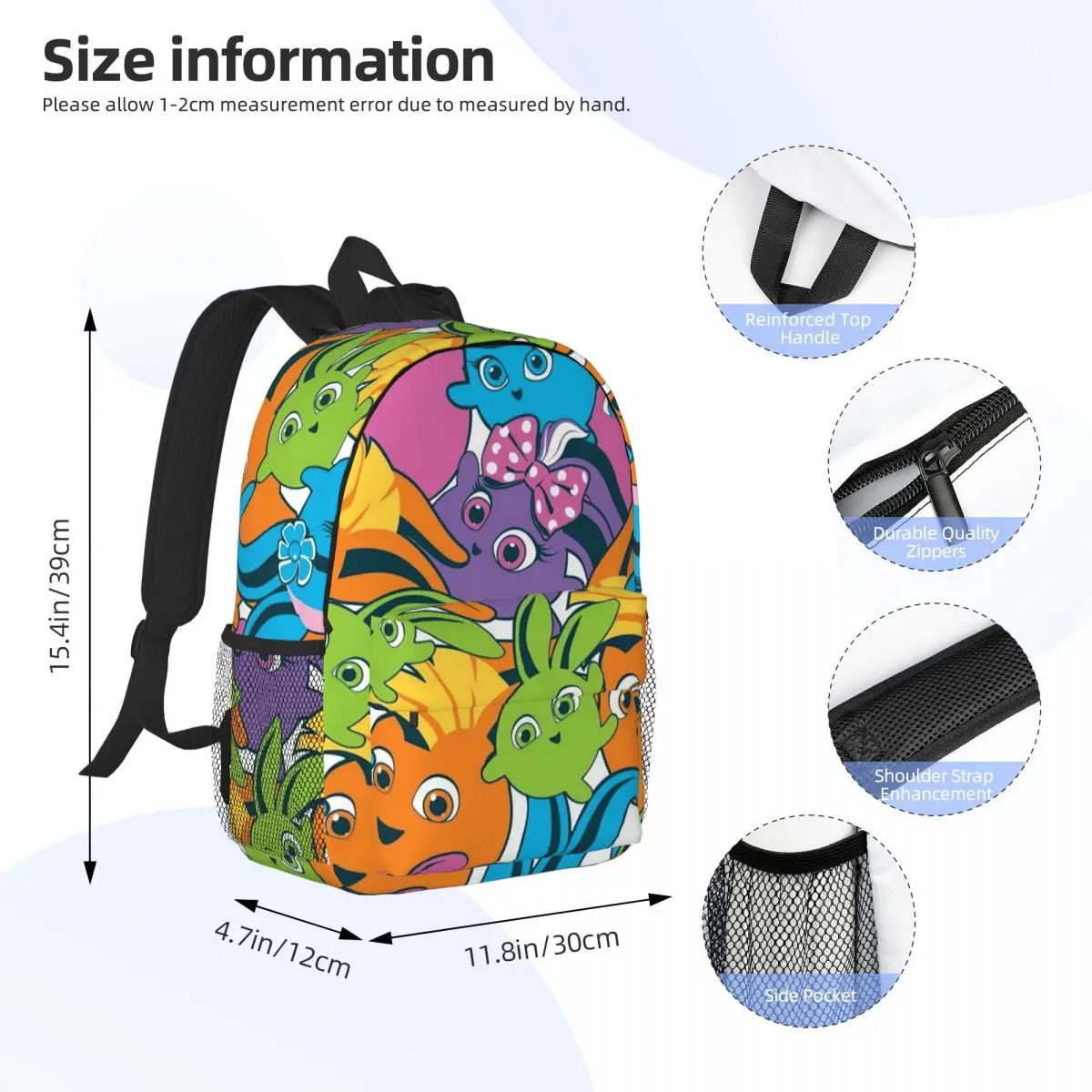 Sunny Bunnies Backpacks Boys Girls Bookbag Casual Students School Bags Travel Rucksack Shoulder Bag Large Capacity