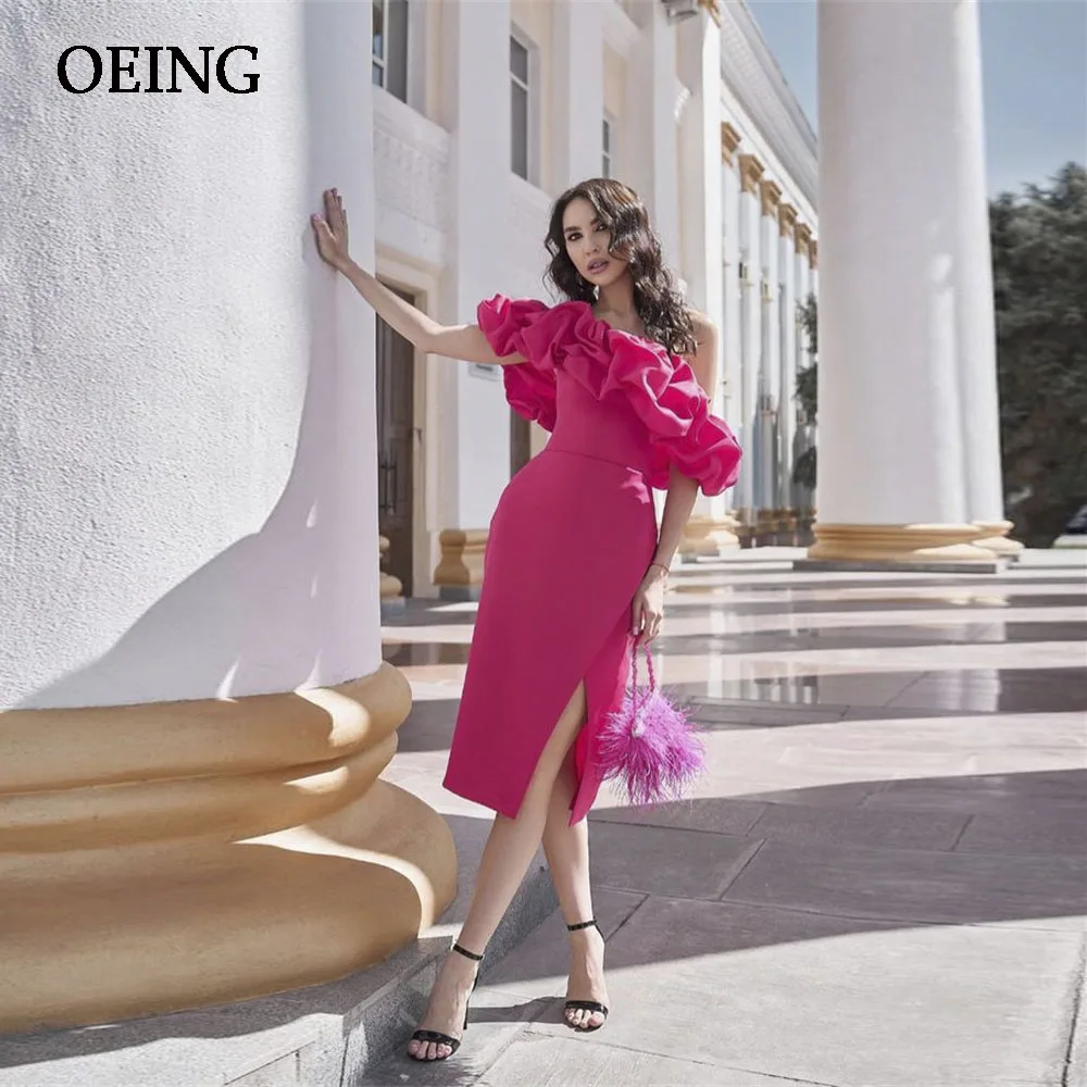 

OEING Fuchsia Prom Dresses Pleated Off The Shoulder Evening Dresses Formal Occasion Vestidos De Fiesta Elegantes Para Mujer 2023