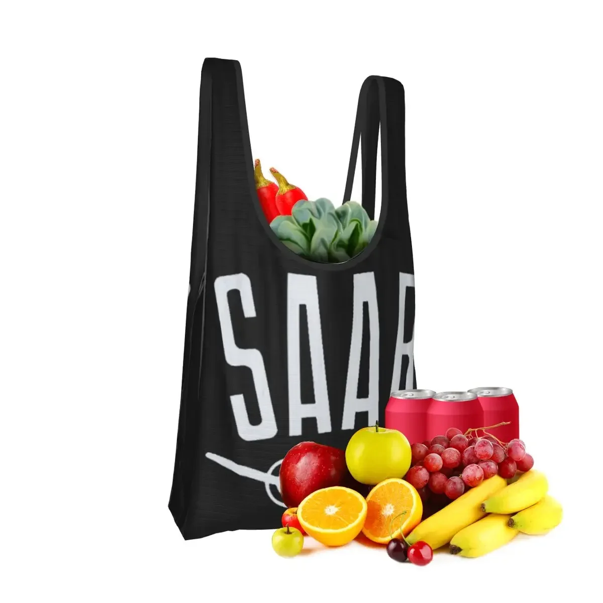 Saab Logo Products Shopping Bag Portable Tote Bags Foldable Shoulder Shopper Bag Groceries Handbag