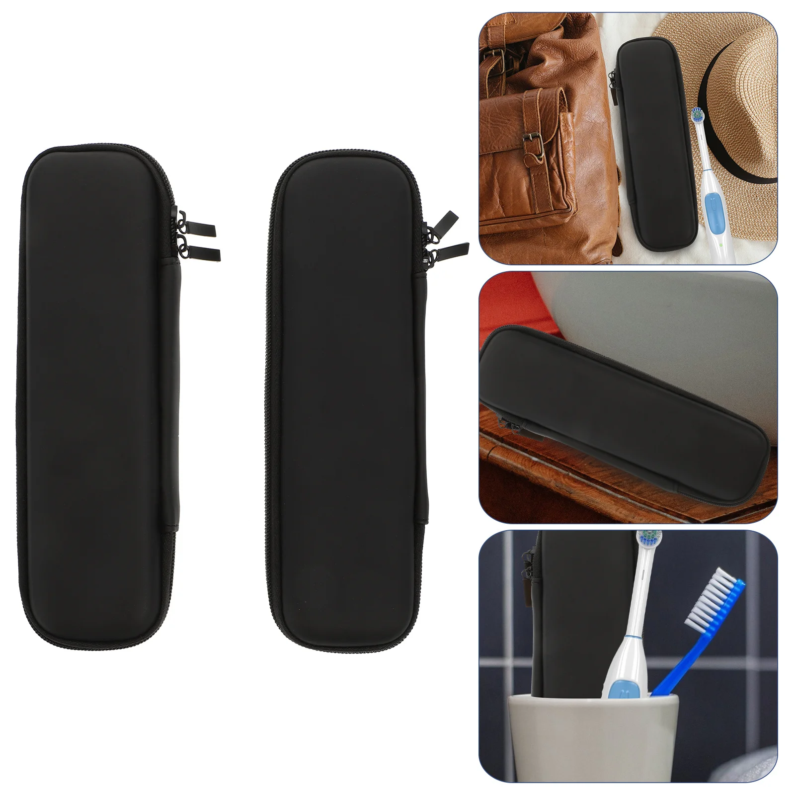 2 قطعة فرشاة الأسنان الكهربائية حالات وقائية المحمولة السفر أكياس فرشاة الأسنان الصلب إيفا بو أصحاب التخزين الأسود #3
