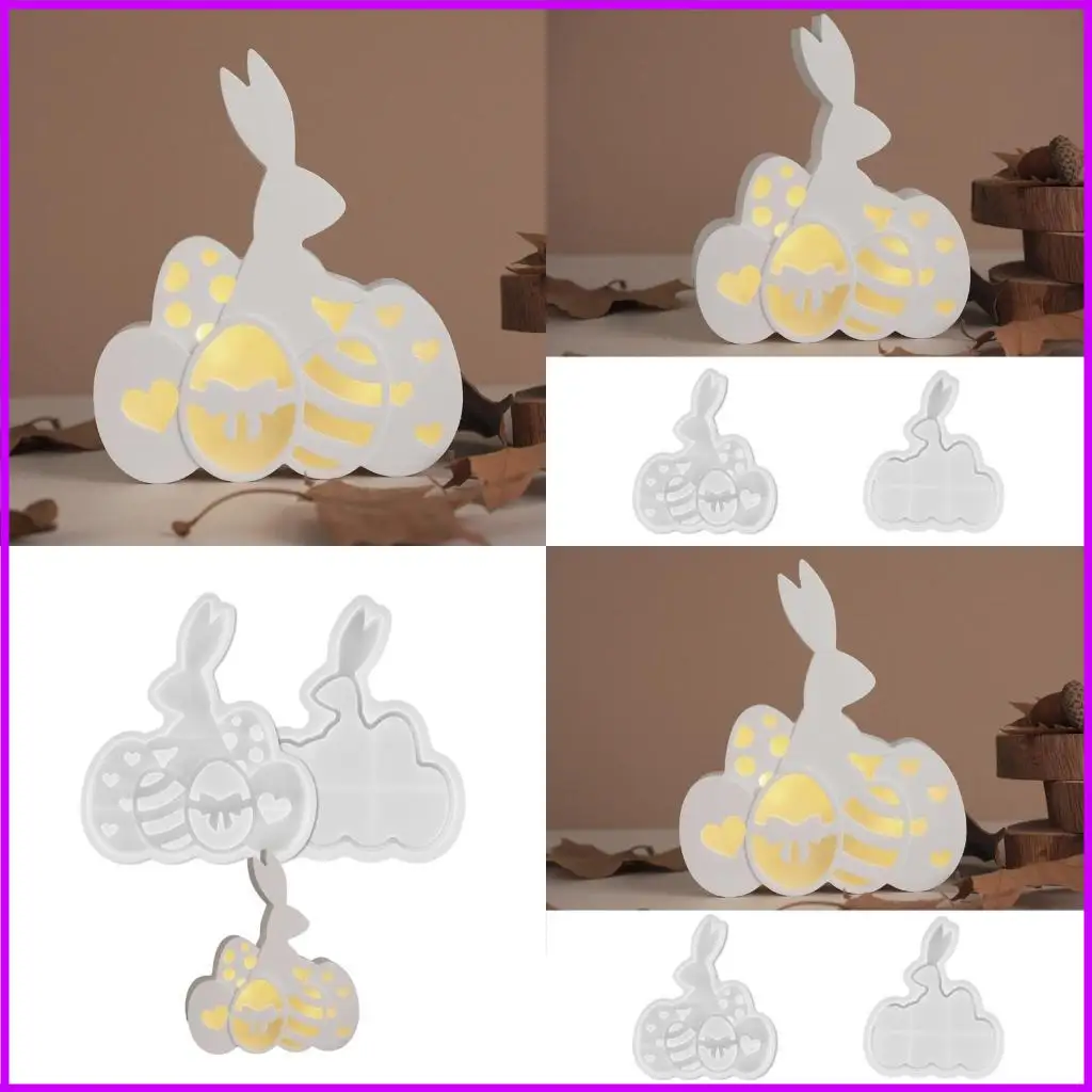 Easter Eggs and Rabbit Lamp Silhouettes Silicone Mold for Creative Projects