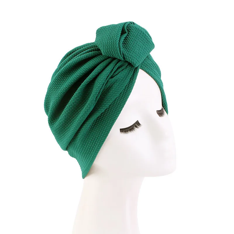 Top Knotted Turban Cap for Women Knot Pre-Tied Muslim Headscarf Bonnet Female Head Wraps African Indian Hat Turbante Mujer