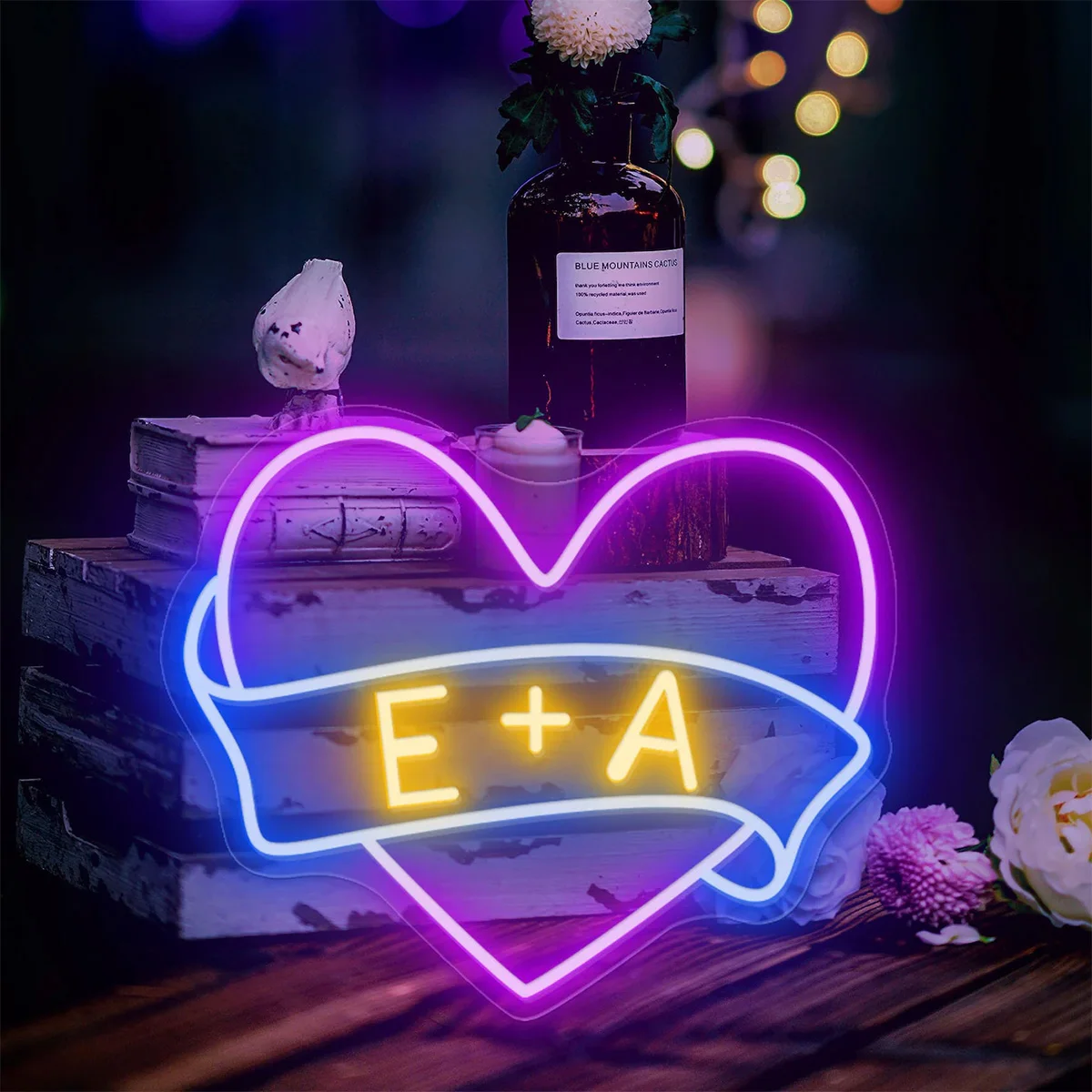 

Custom Initials Heart Neon Sign, Wedding Sign,Custom Name With Heart Sign,Gift for Couple,Girl friend,Boy Friend
