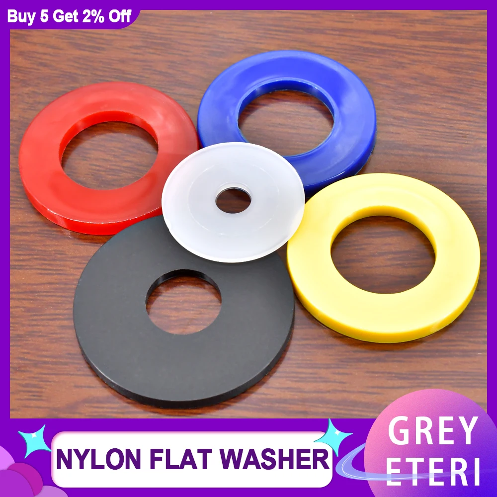 M2-M20Nylon Flat Washers Plastic Spacer Insulation Waterproof Sealing Hard Gaskets For Screw Bolts Black/White/Red/Blue/Yellow