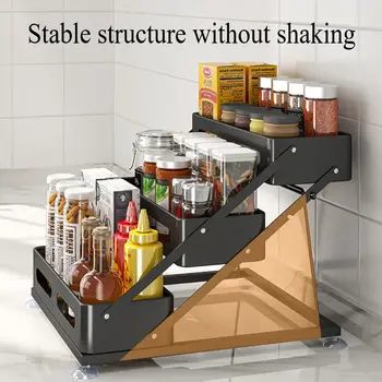 Nastavitelný stojan na koření bez vrtání - Rozšiřitelný organizér na kuchyňskou linku na lahve s olejem/solí/octem | Úložný prostor v kuchyni šetří místo 8 nejlepší prodej stojan na lahve kuchyňského oleje - №1